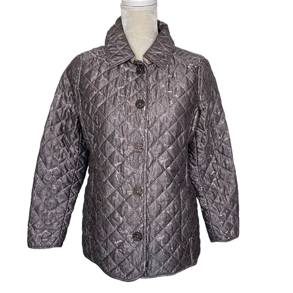 Chico’s Python Print Quilted Jacket Coat Women’s … - image 4